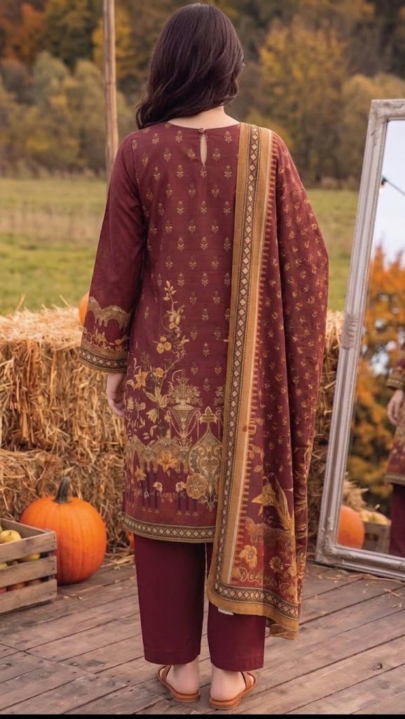 Maroon Traditional Linen 3-Piece Suit