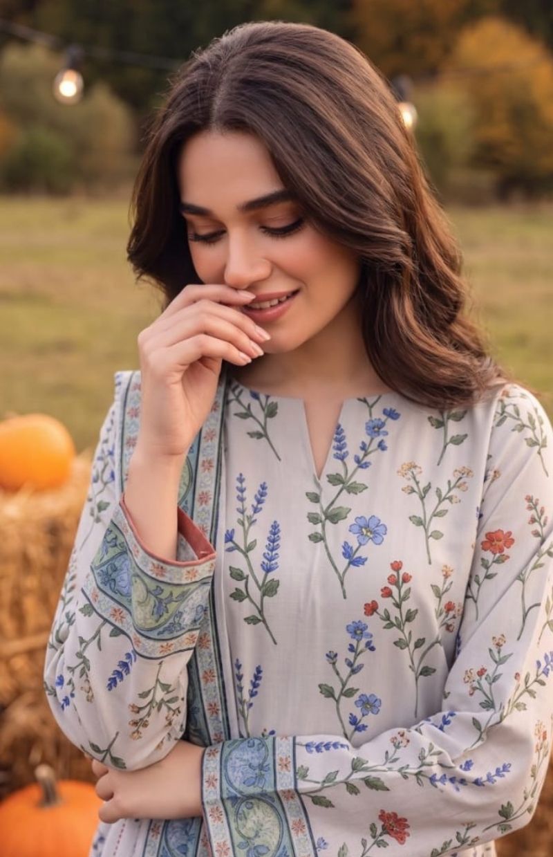 Grey Floral Linen 3-Piece Suit