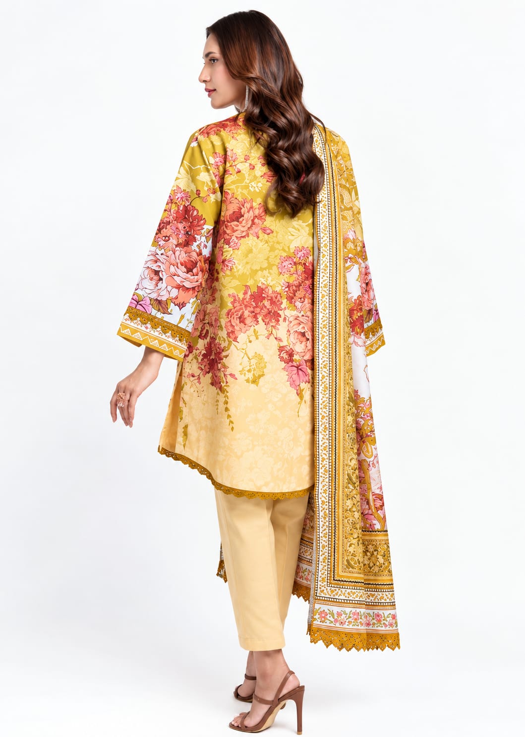 Mustard Floral 3-Piece Suit