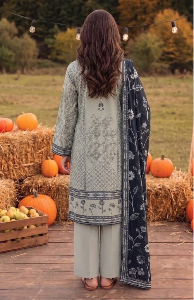 Grey Abstract Linen 3-Piece Suit