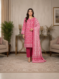 Rose Blossom Pink 3-Piece Printed Lawn Suit with Dupatta