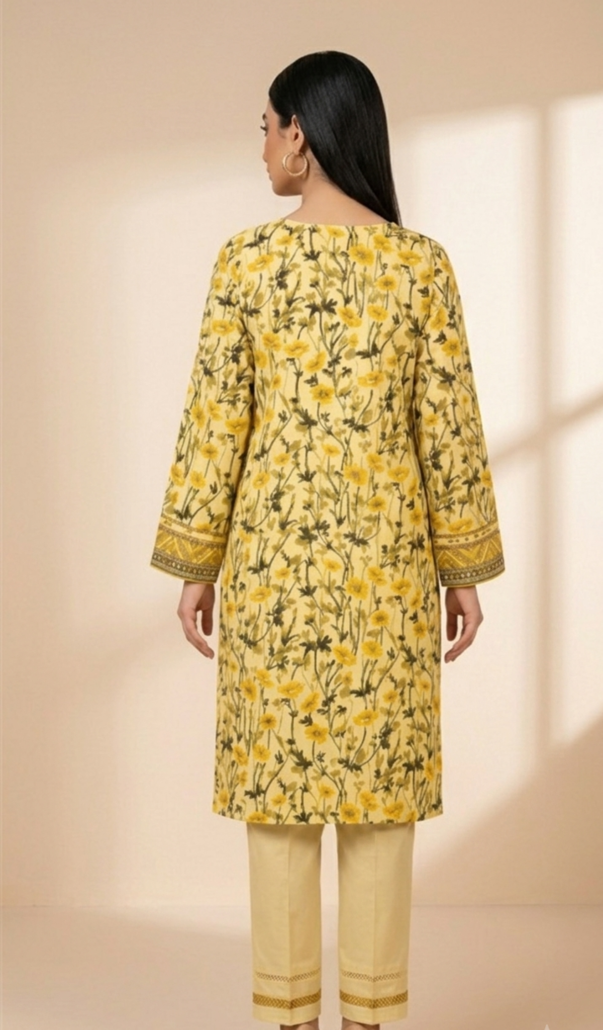 Sunlit Meadow Yellow Printed Lawn Suit