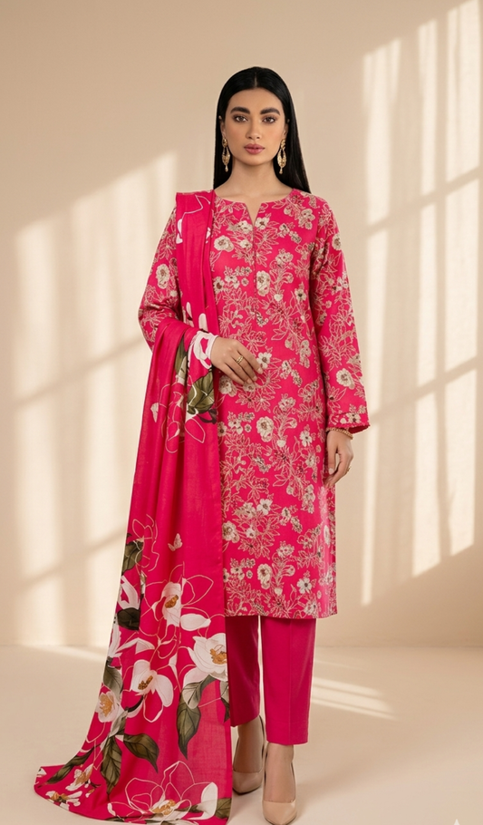 Vibrant Hot Pink Floral Suit