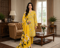 Sunshine Bloom Printed Lawn 3-Piece Suit with Statement Floral Dupatta