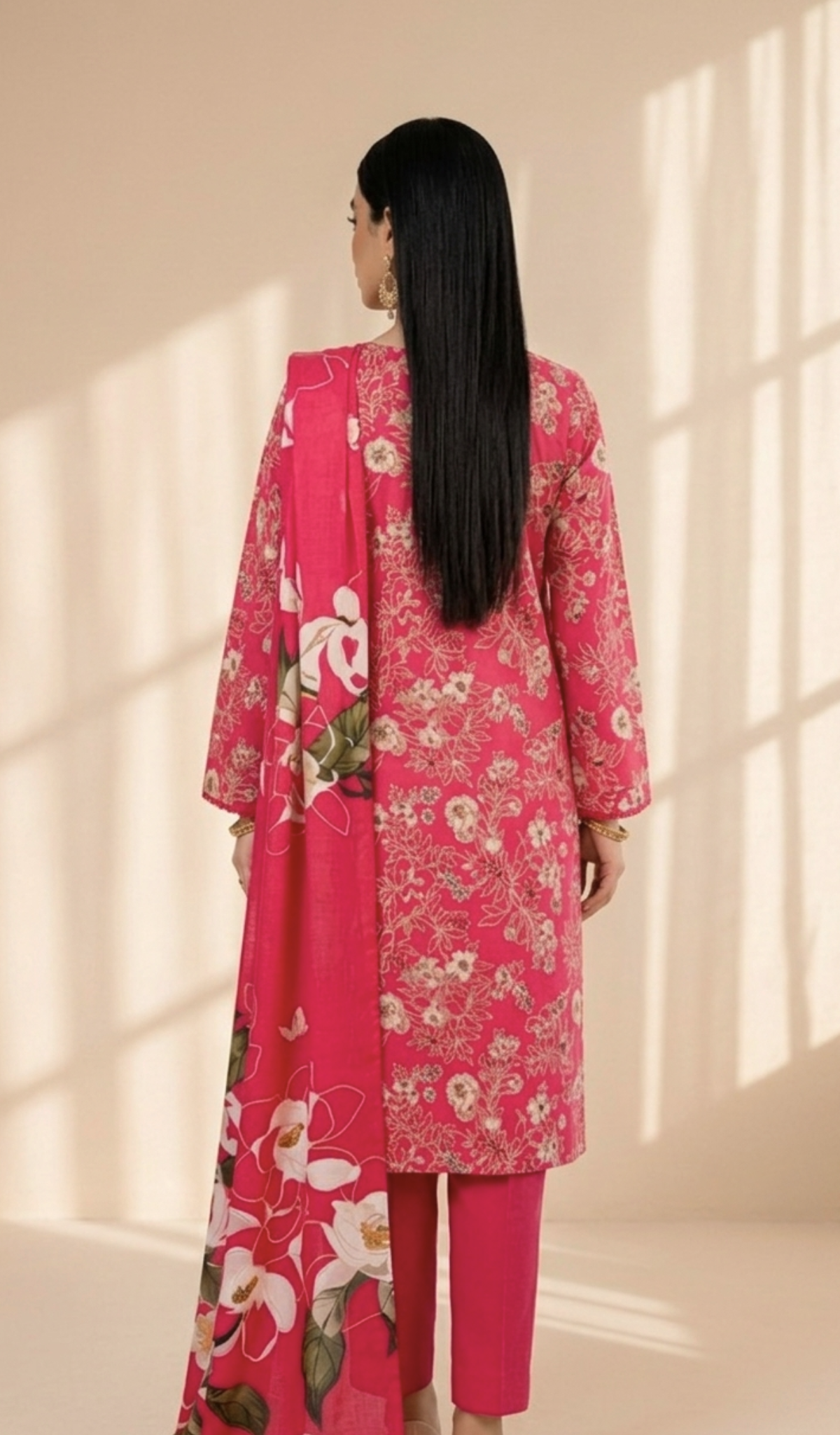 Vibrant Hot Pink Floral Suit