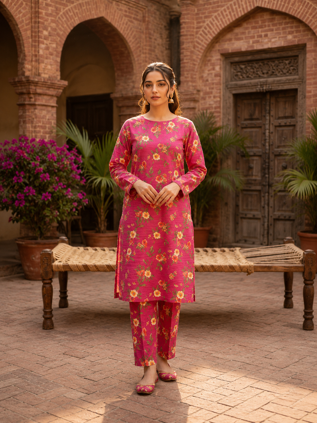Printed 2-Piece Suit - Pink Geometric