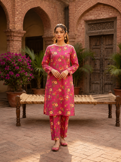 Printed 2-Piece Suit - Pink Geometric