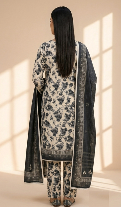 Monochrome Off-White & Charcoal Suit