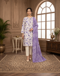 Lavender Meadow Printed Lawn 3-Piece Suit with Floral Dupatta
