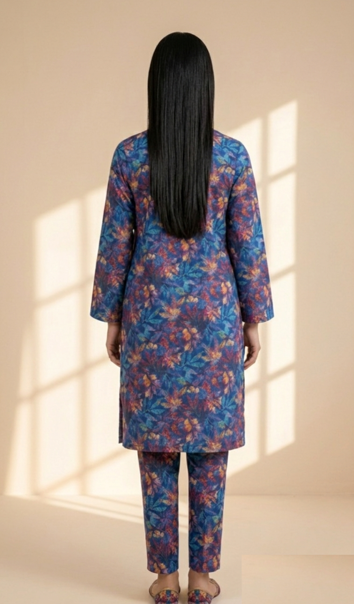 Printed 2-Piece Suit - Dark Multicolor Leaf