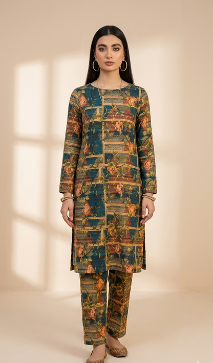 Printed 2-Piece Suit - Orange Sunflower