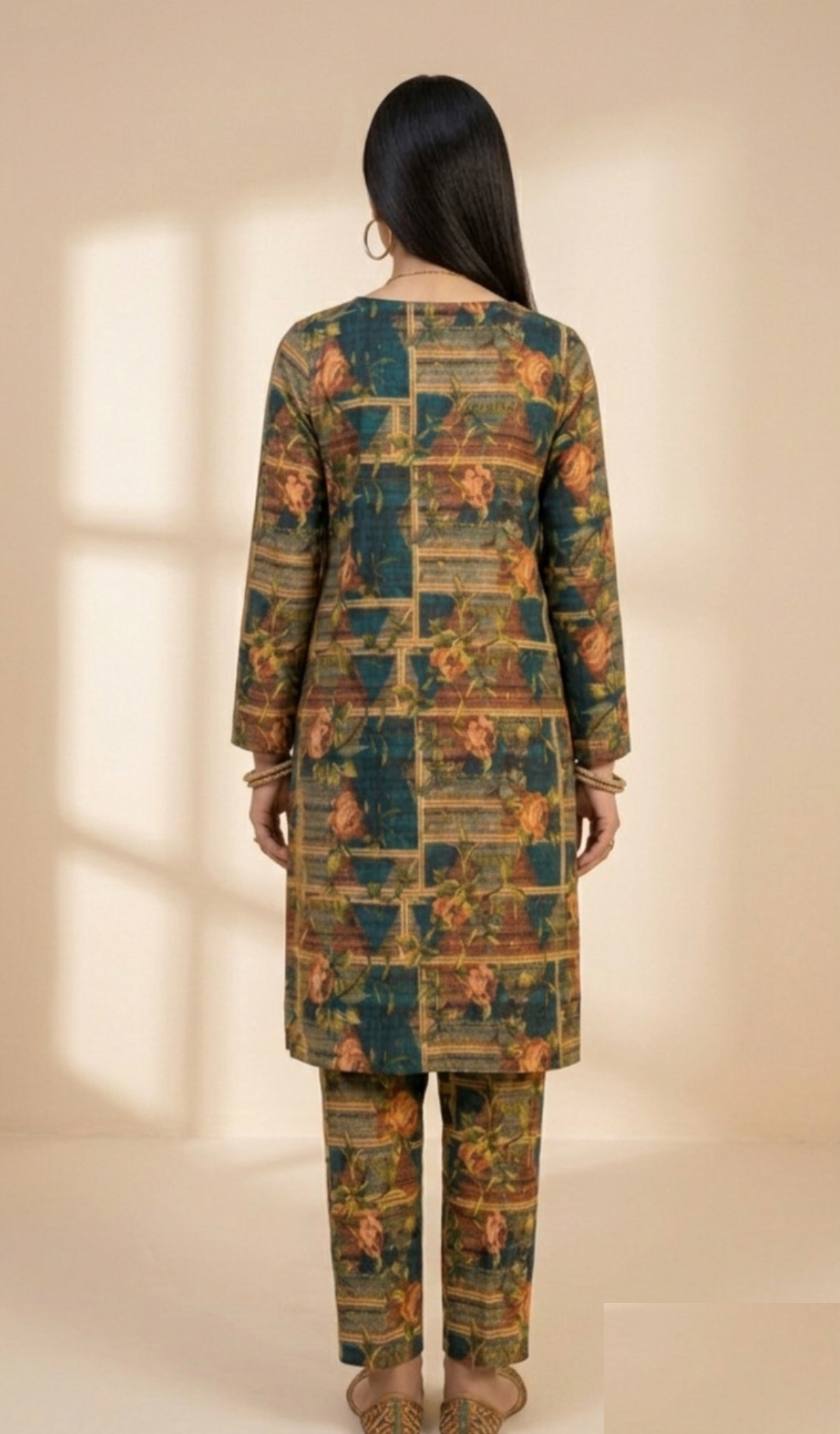 Printed 2-Piece Suit - Orange Sunflower