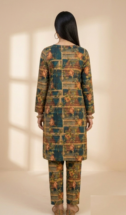 Printed 2-Piece Suit - Orange Sunflower
