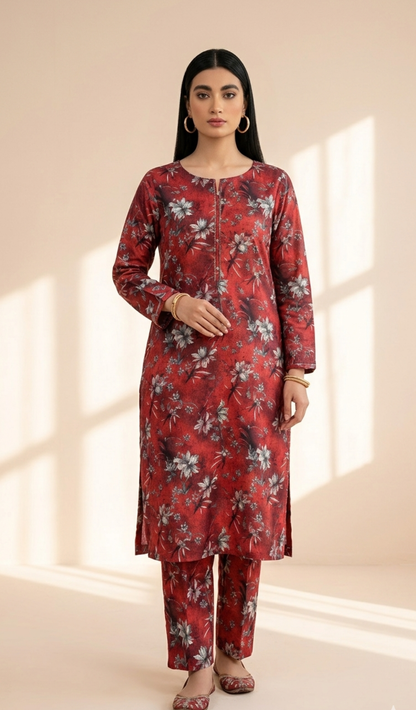Printed 2-Piece Suit - Red Striped