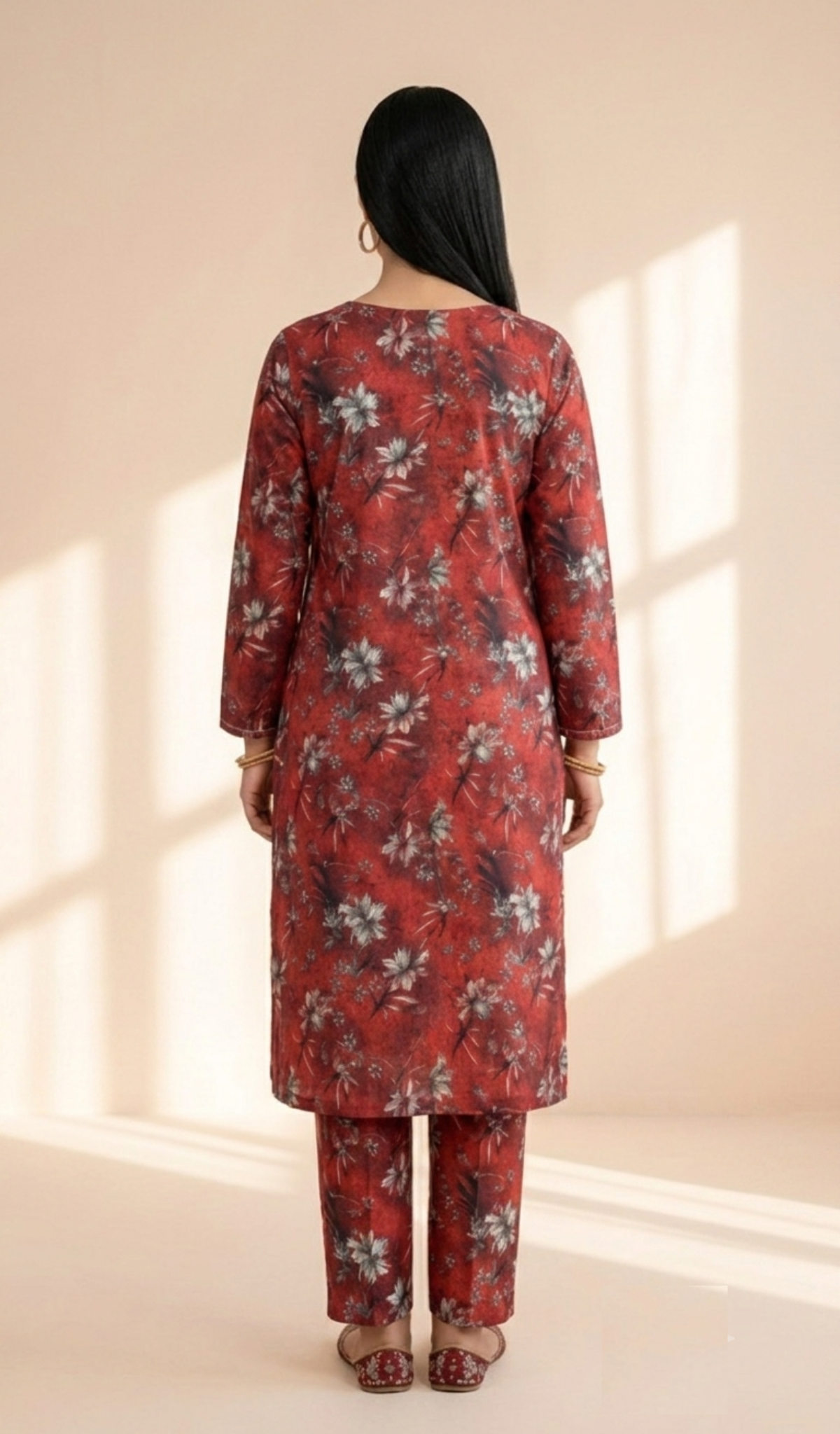 Printed 2-Piece Suit - Red Striped