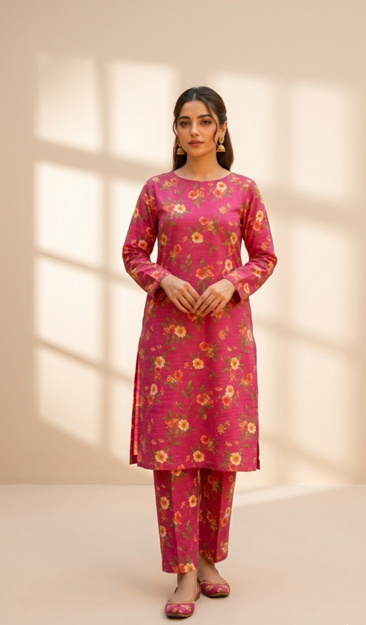 Printed 2-Piece Suit - Pink Geometric