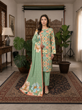 Sage Garden Floral Printed Lawn 3-Piece Suit with Statement Dupatta