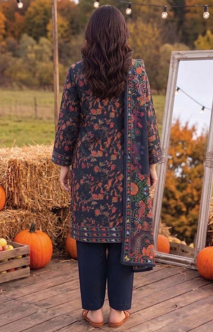 Navy Paisley Linen 3-Piece Suit