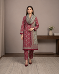 Deep Maroon Suit with Striped Dupatta