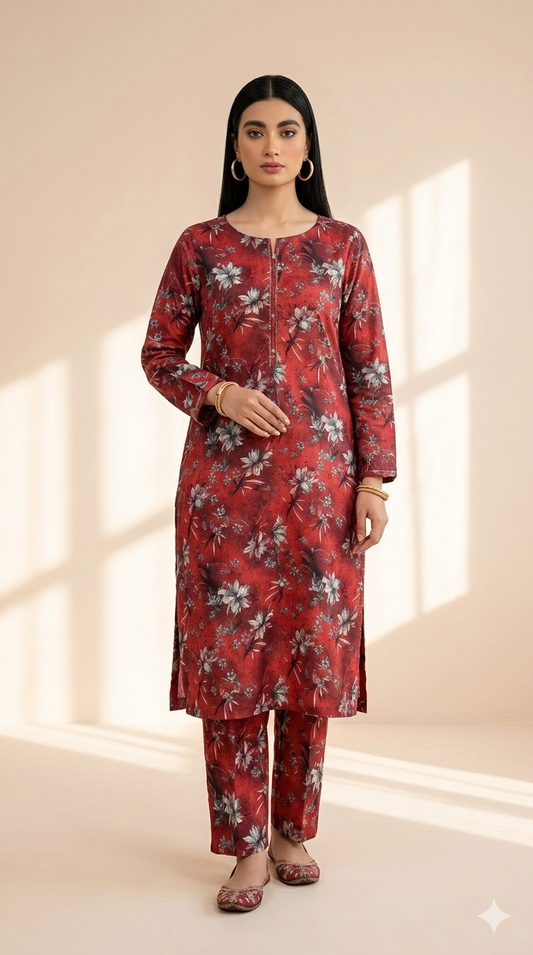 Printed 2-Piece Suit - Red Striped