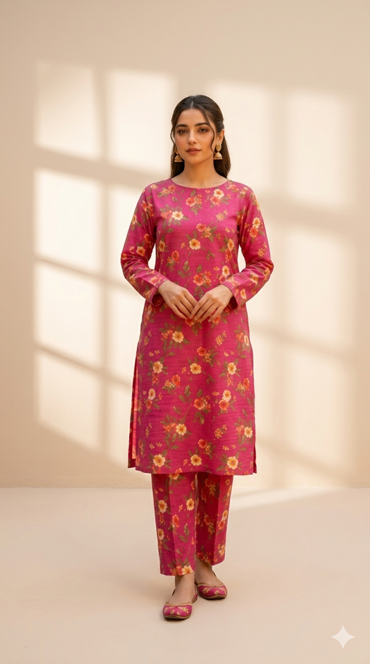 Printed 2-Piece Suit - Pink Geometric