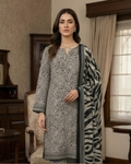 Elegant Monochrome Printed Lawn 3-Piece