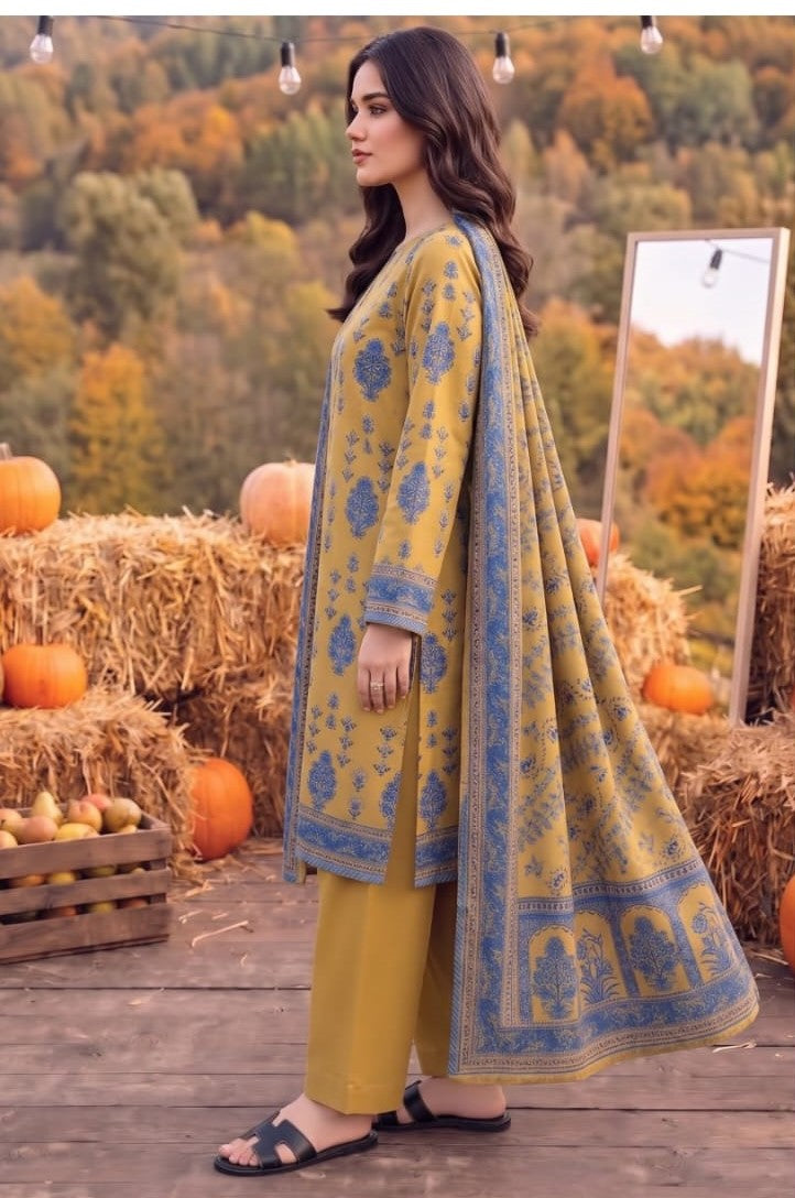 Mustard Blue Linen 3-Piece Suit