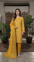 Sunlit Mustard Paisley Printed Lawn 3-Piece Suit with Matching Dupatta