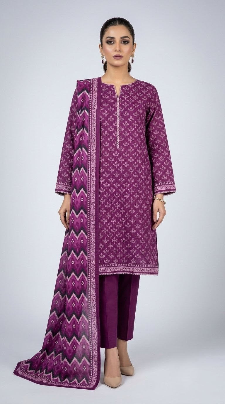 Plum Ikat – Rich Deep Purple 3-Piece Suit