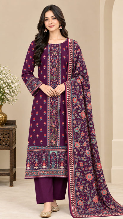 Plum Floral 3-Piece Suit