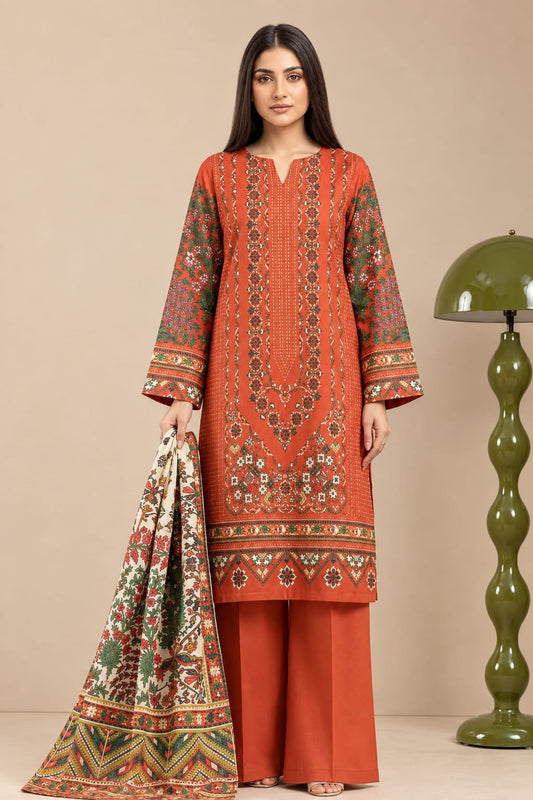 Rust Ethnic 3-Piece Suit