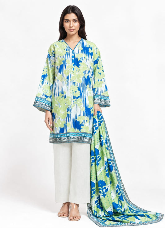 Aqua Abstract 3-Piece Suit