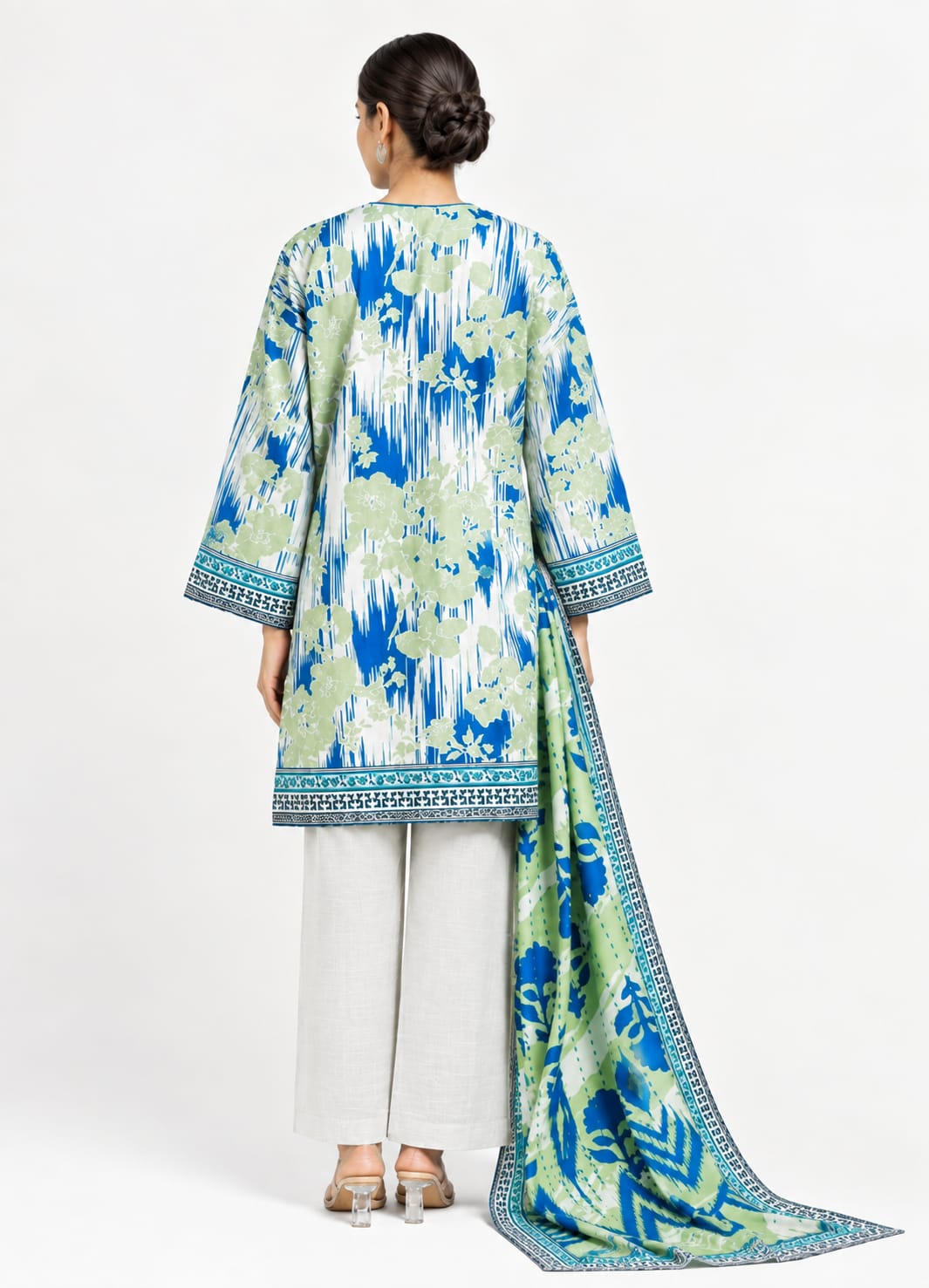 Aqua Abstract 3-Piece Suit