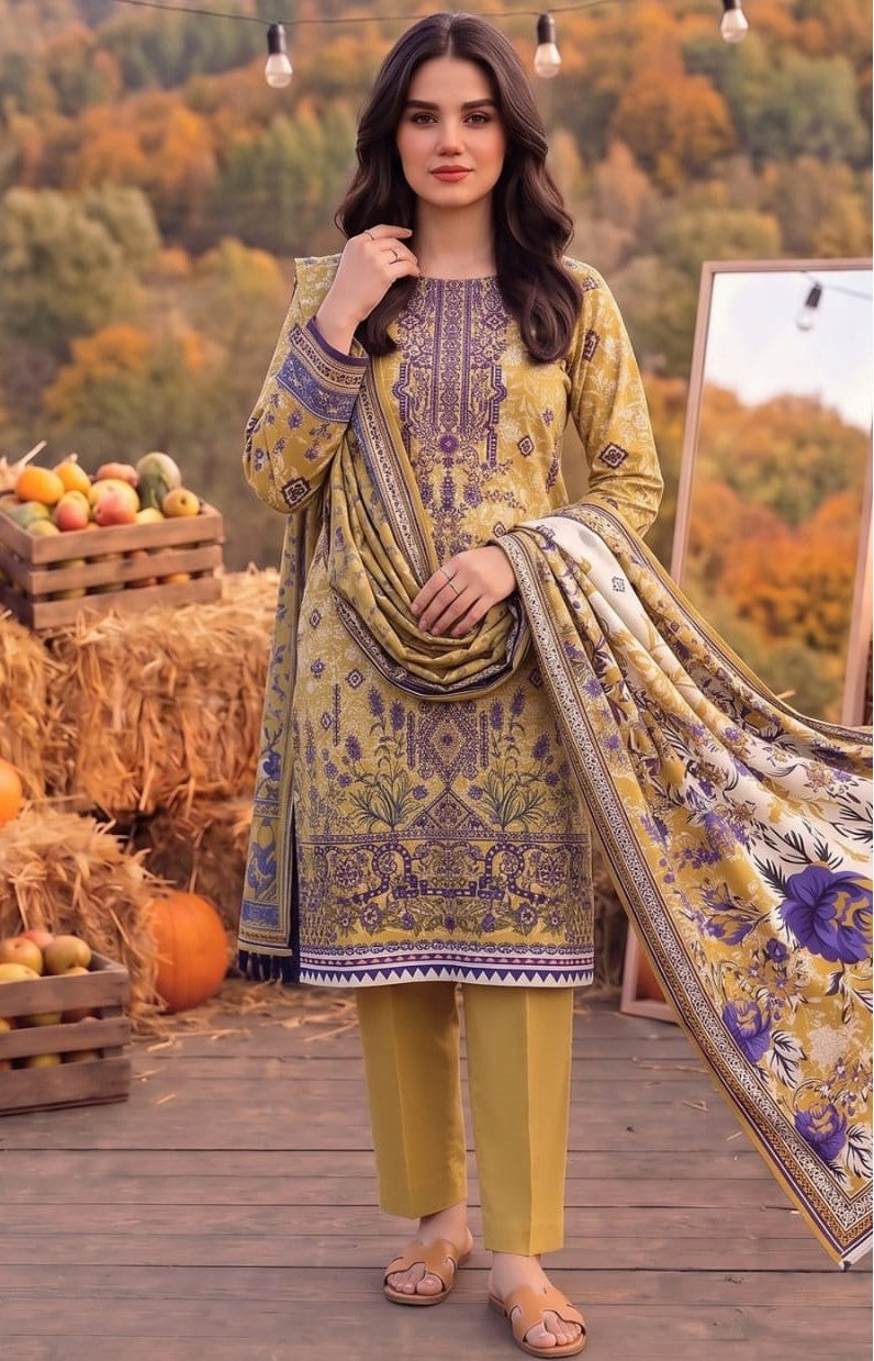 Mustard Ethnic Linen 3-Piece Suit