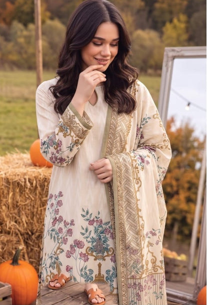 Cream Floral Linen 3-Piece Suit