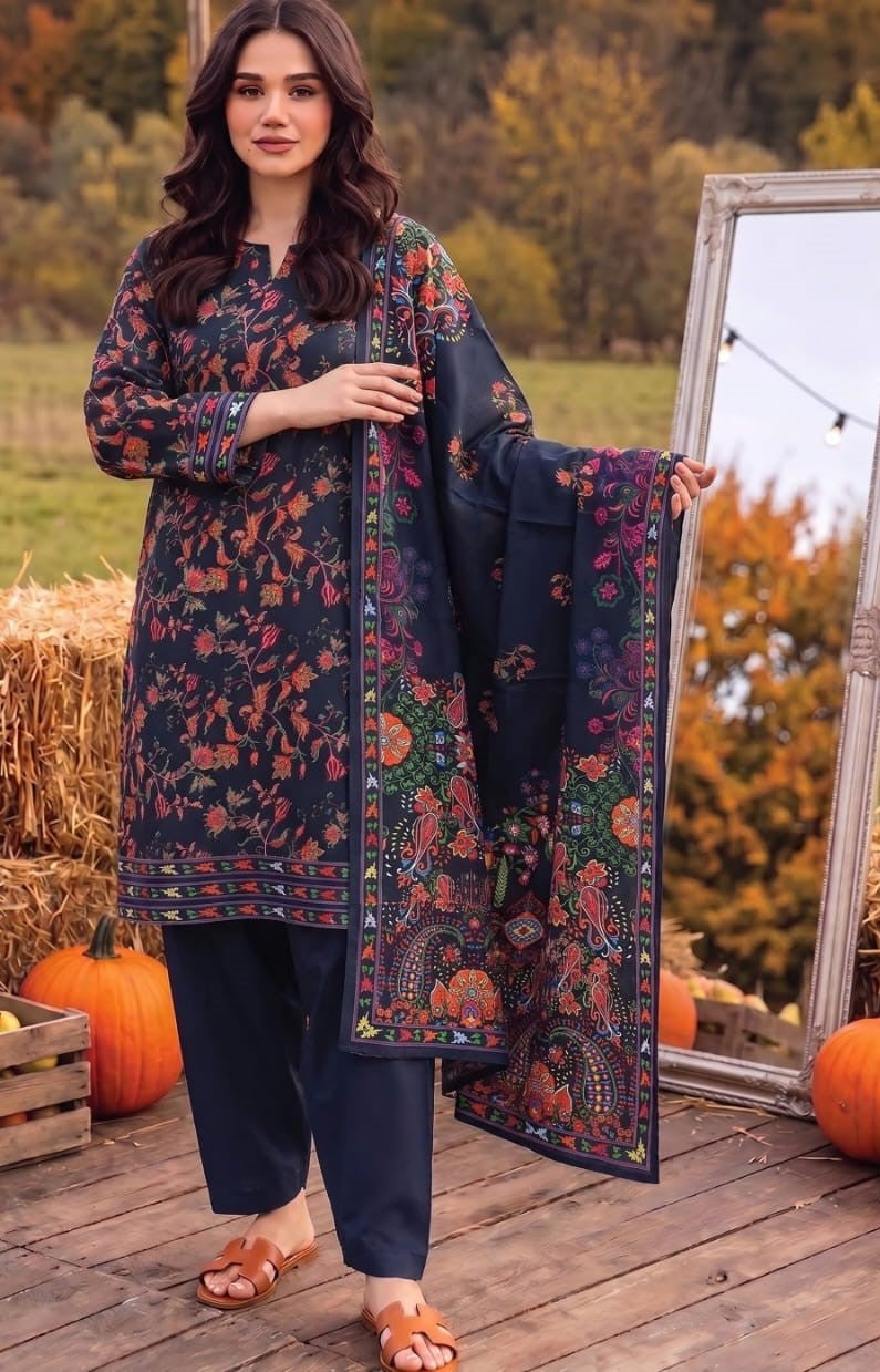 Navy Paisley Linen 3-Piece Suit