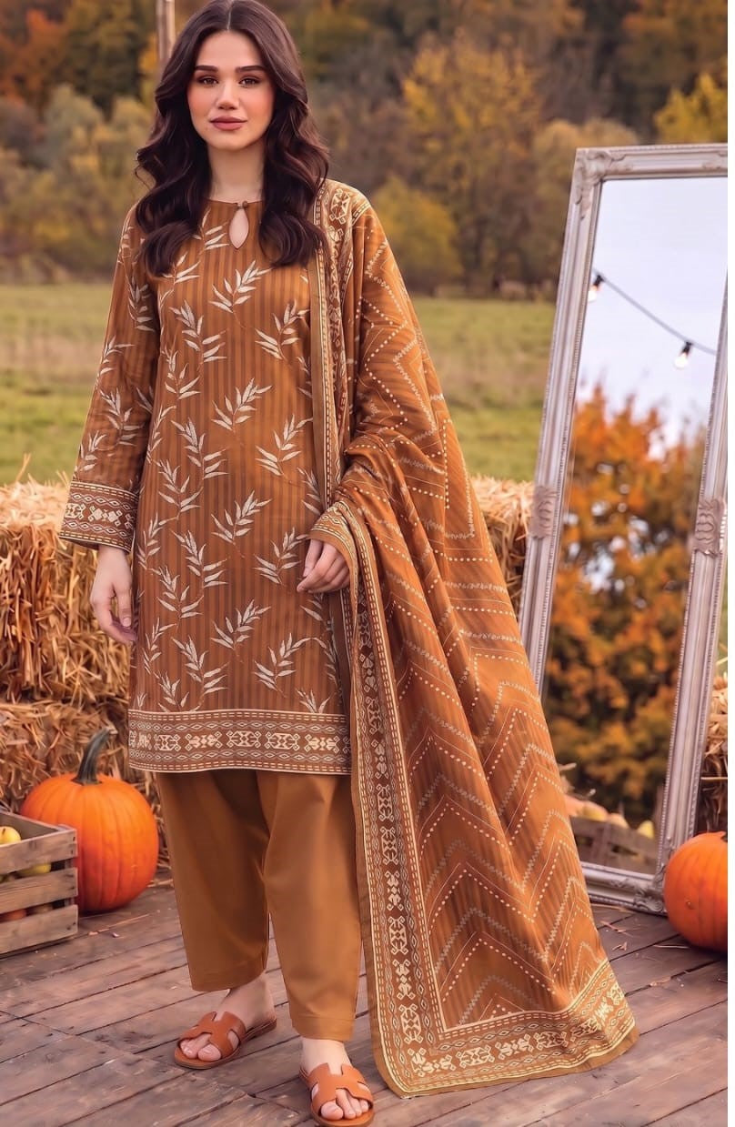 Brown Leaf Linen 3-Piece Suit
