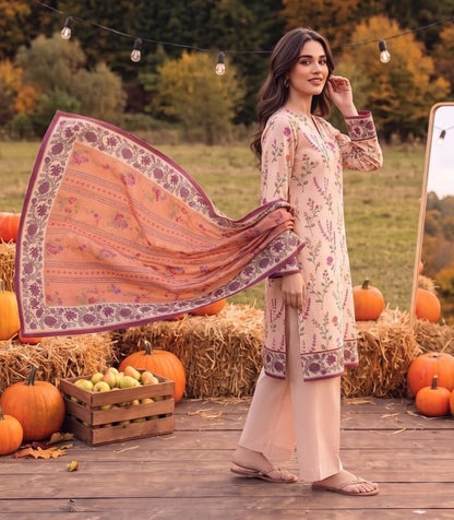 Peach Floral Linen 3-Piece Suit