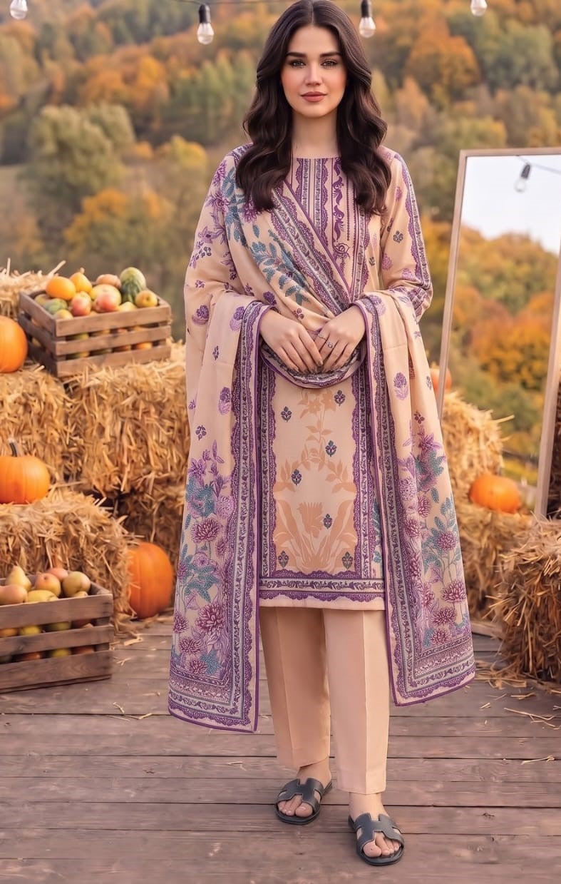 Beige Purple Linen 3-Piece Suit
