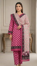 Magenta & Cream Intricate Patterned Suit