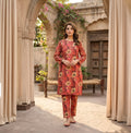 Printed 2-Piece Suit - Peach Mustard Geometric