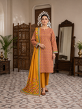 Golden Petal Printed Lawn 3-Piece Suit with Floral Dupatta