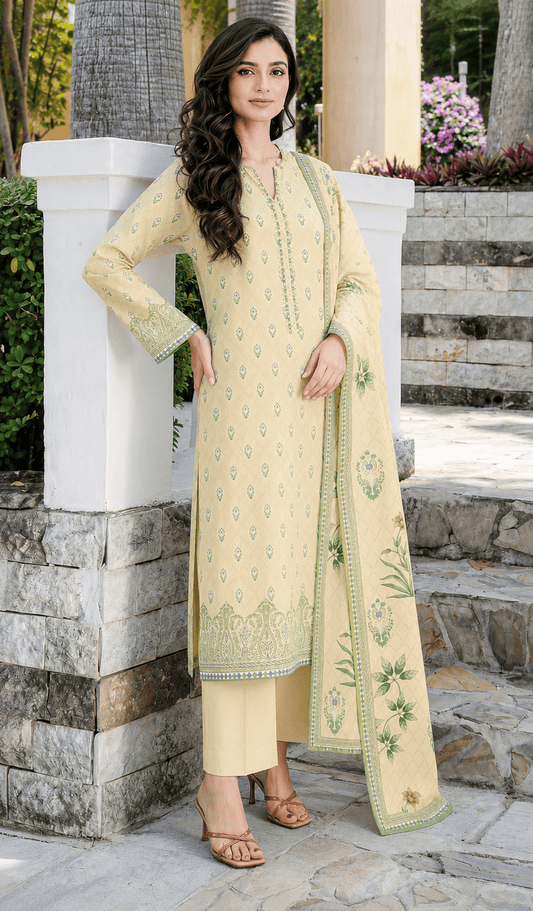 Butter Cream Sage Green Paisley 3-Piece Suit